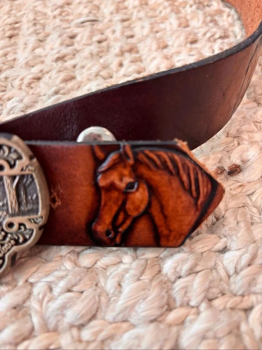 Vintage Genuine Leather Arabian Horse Solid Brass Western Equestrian Belt, luxur - Picture 4 of 9